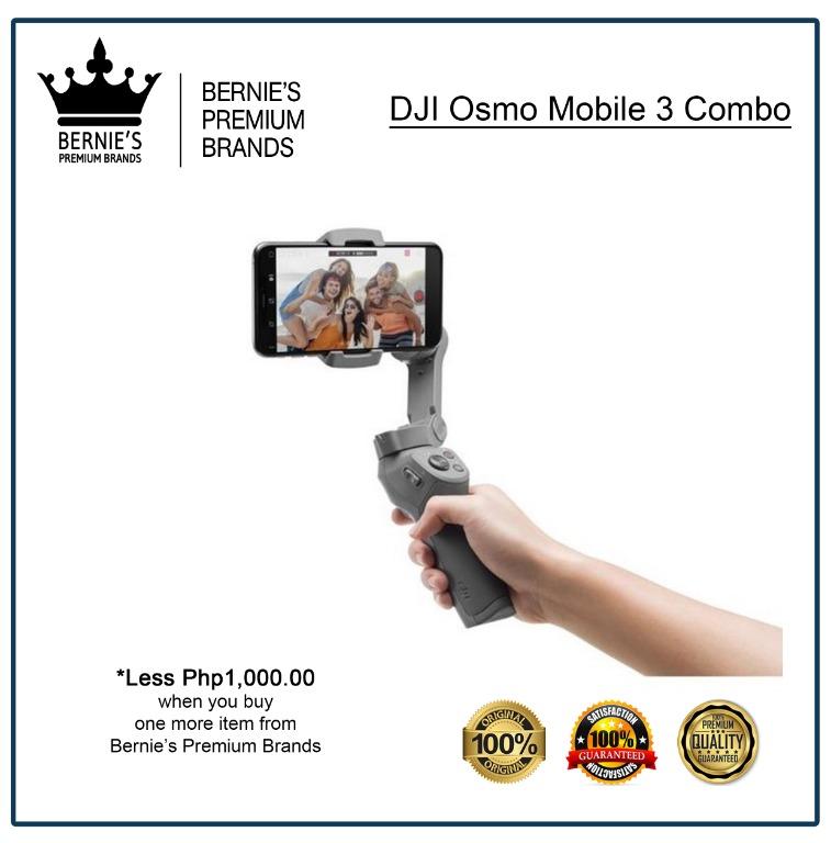 DJI Osmo Mobile 3 Combo (Category: Gimbals & Stabilizers ) located in Pasay City. Submitted by premiumbrands (Listing ID 1036772495, Image 1). Description: 100% Certified Original/Genuine product. Everything is brand new, and factory sealed. Available, and ready for FREE delivery via LBC Hong Kong (3-7 days LBC schedule). Check out our FACEBOOK pages: Bernie's Premium Brands - Gadgets Bernie's Premium Brands – Women.