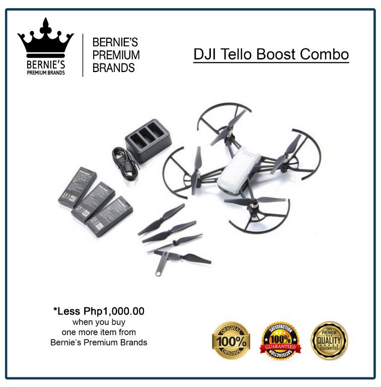 DJI Tello Boost Combo (Category: Drones) located in Pasay City. Submitted by premiumbrands (Listing ID 1036774687, Image 1). Description: 100% Certified Original/Genuine product. Everything is brand new, and factory sealed. Available, and ready for FREE delivery via LBC Hong Kong (3-7 days LBC schedule). Check out our FACEBOOK pages: Bernie's Premium Brands - Gadgets Bernie's Premium Brands – Women .