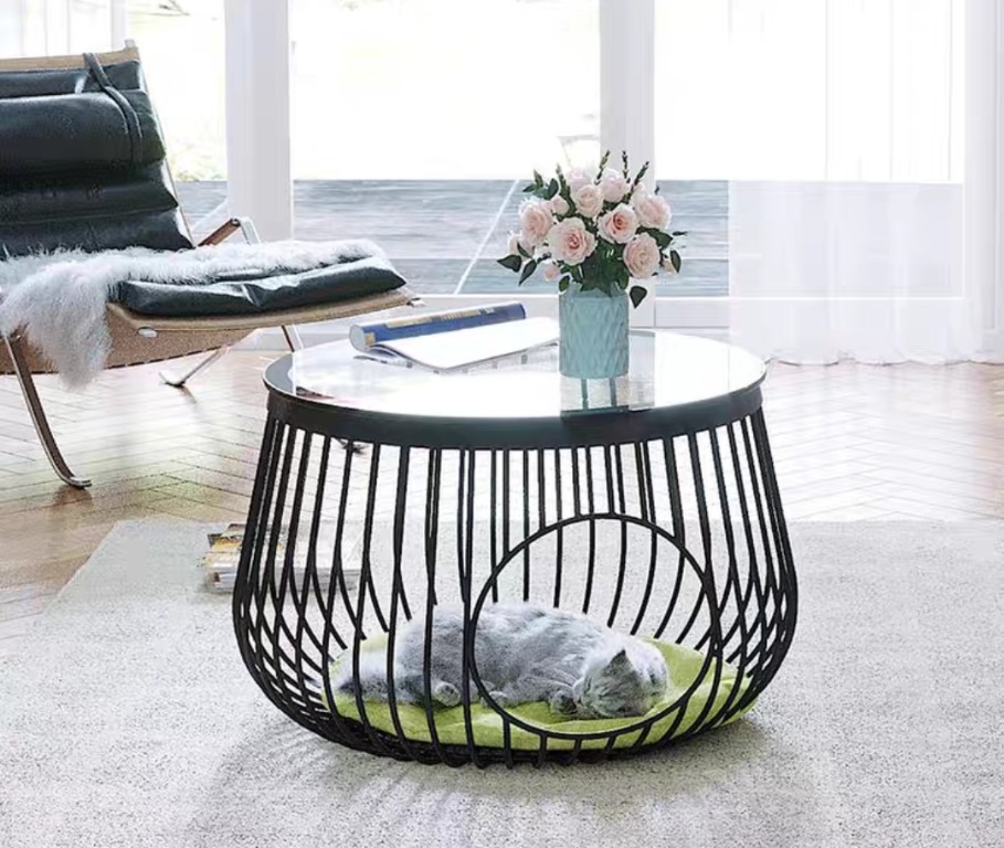 Dual Purpose Round Coffee Table For Pet Lovers And Their Furry Friends Pet Supplies For Small Animals Pet Accessories On Carousell