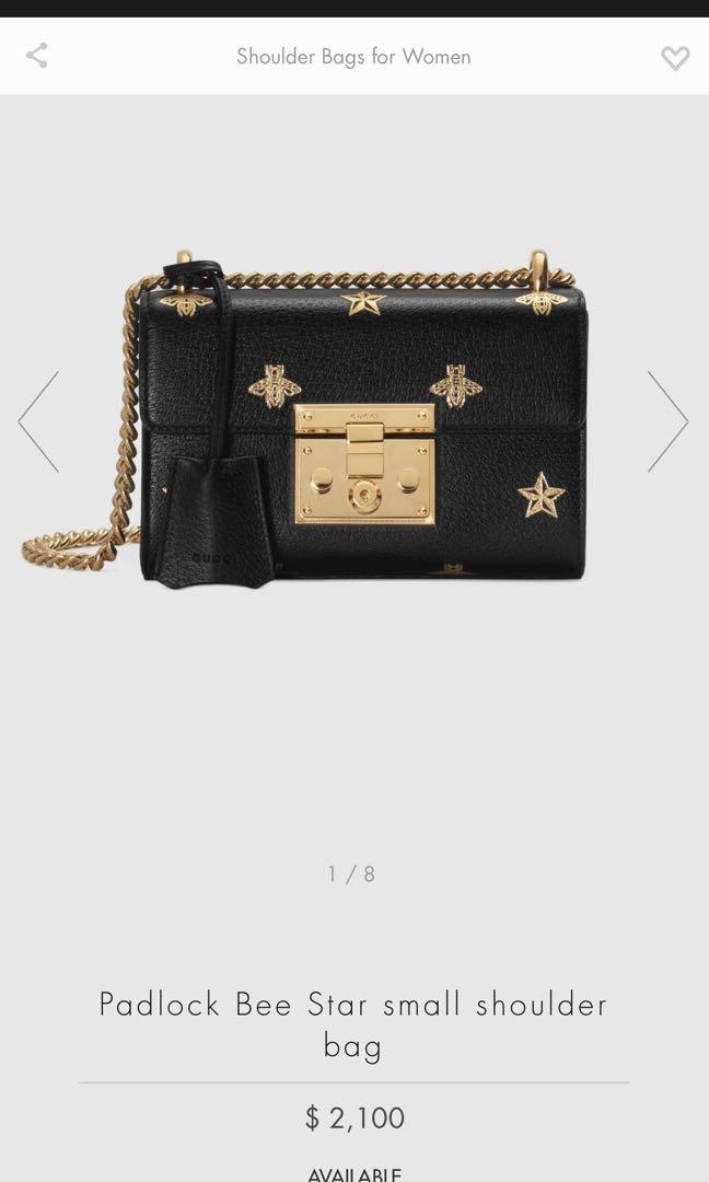 Gucci padlock bee star bag (Category: Luxury Bags & Wallets) located in Bulacan. Submitted by closetsale1989 (Listing ID 1036752204, Image 2). Description: Gucci padlock bag. Brand new condition. Used 2x only. SRP is 100k+. Comes with dustbag, box, cards. Guaranteed authentic. Bought in Italy last year.