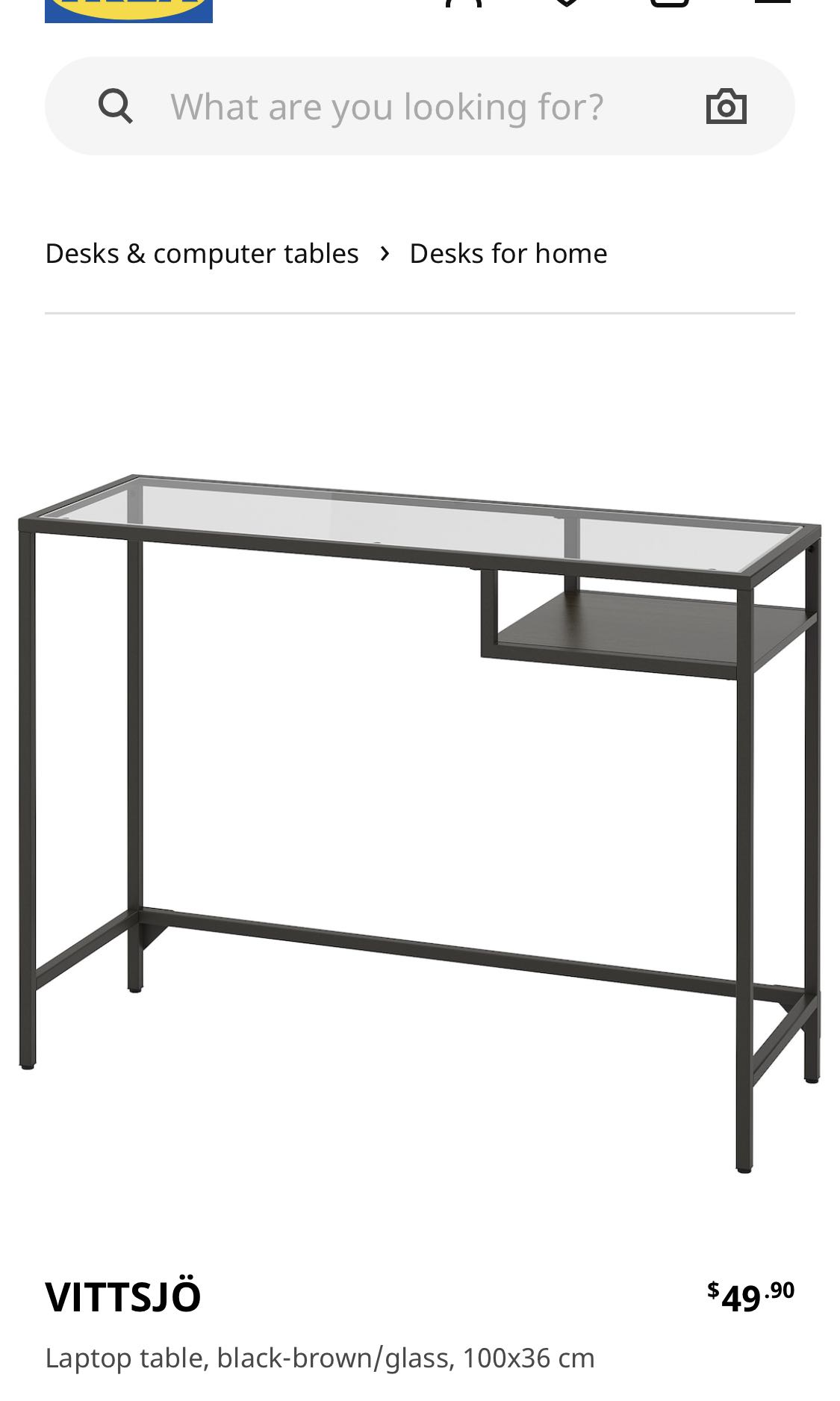 IKEA white glass Laptop Table , Furniture & Home Living, Furniture