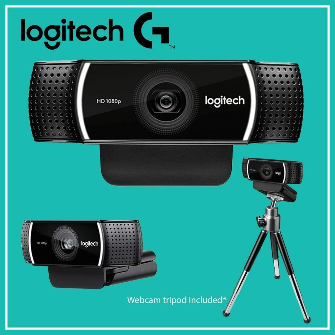 Logitech C922 Pro Stream Webcam, HD 1080p/30fps or HD 720p/60fps Hyperfast Streaming, Stereo Audio, HD light correction, Autofocus, YouTube, Twitch, XSplit, PC/Mac/Laptop/Macbook/Tablet - Black, Photography, Video Cameras on Carousell