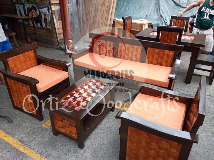 Sala Set With Foam Mahogany Wood Home Furniture Furniture Fixtures Sofas On Carousell