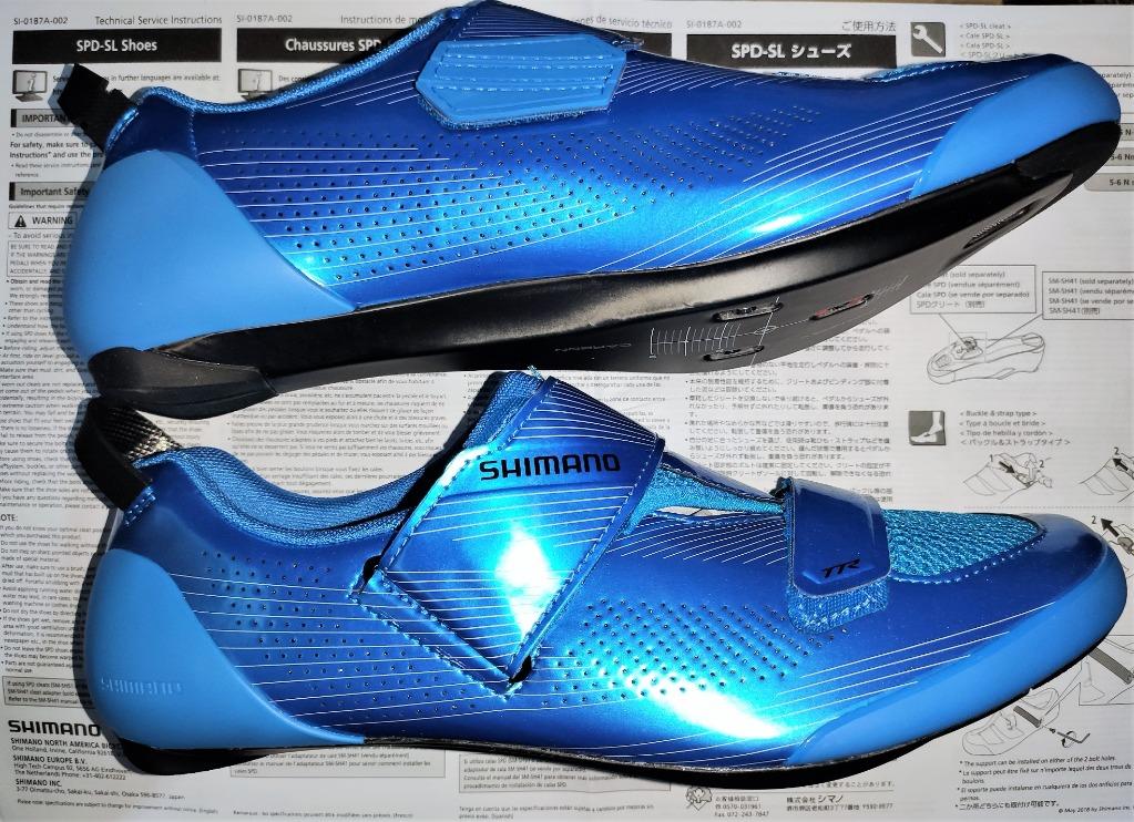 SHIMANO TR9 / TR901 Road / Tri / Indoor or Outdoor Cycling Bike Shoes -  Blue, Sports Equipment, Bicycles & Parts, Bicycles on Carousell