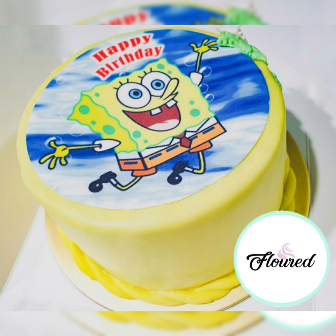Ombre Blue Cake + Spongebob toy set (Expedited, SELF ASSEMBLE series)