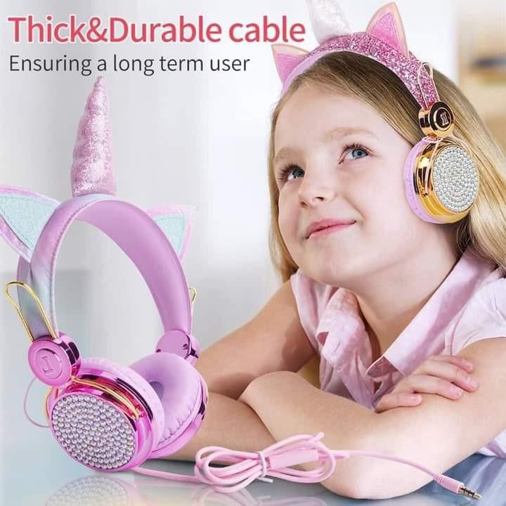 unicorn wiredheadset w/mic (Category: Headphones & Headsets) located in Manila. Submitted by ayahallinoneshop (Listing ID 1036730825, Image 2). Description: Unicorn Wired Headset with Mic Girl Princess Cute Cartoon Stereo Headphone Gift For Kids Children.