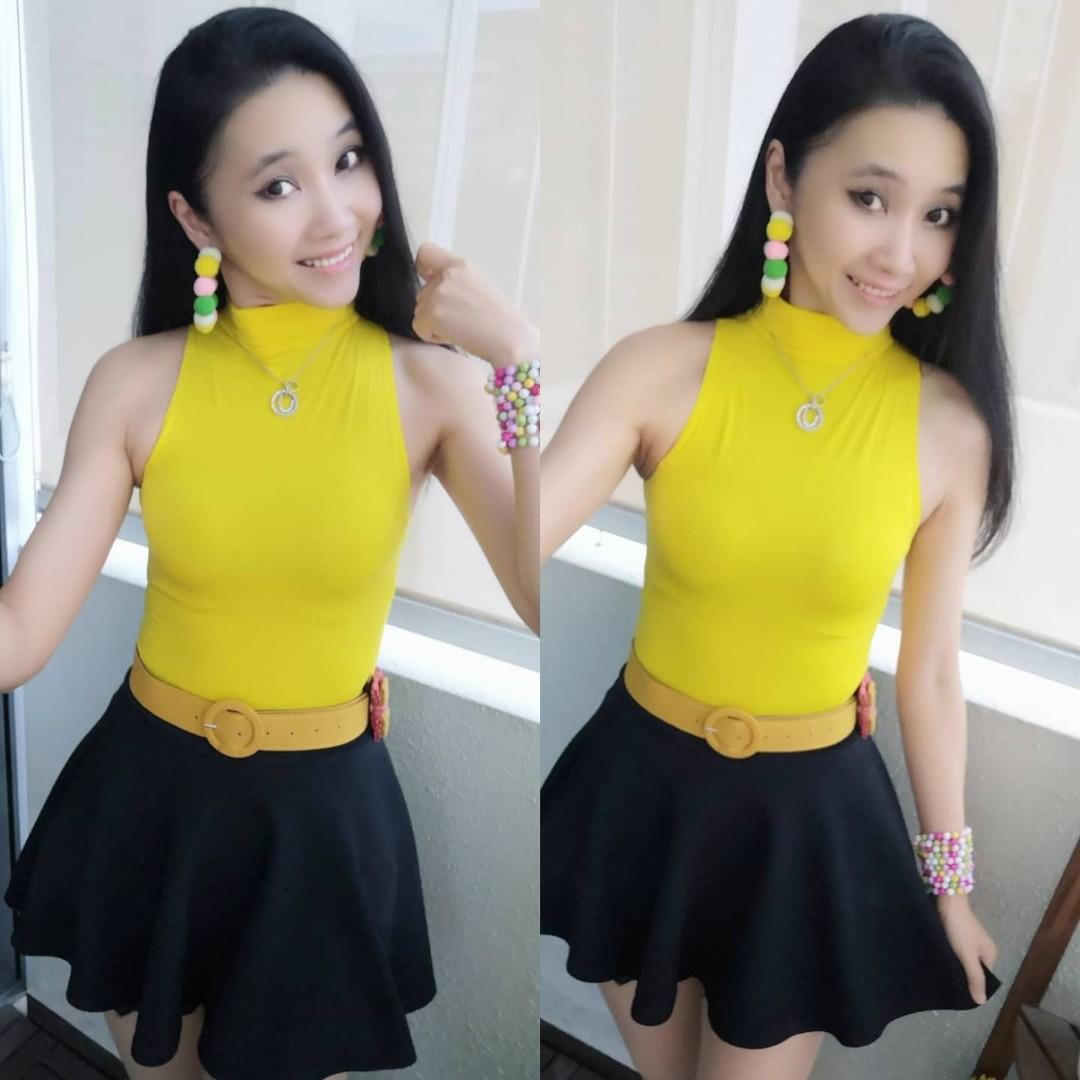 yellow tight top
