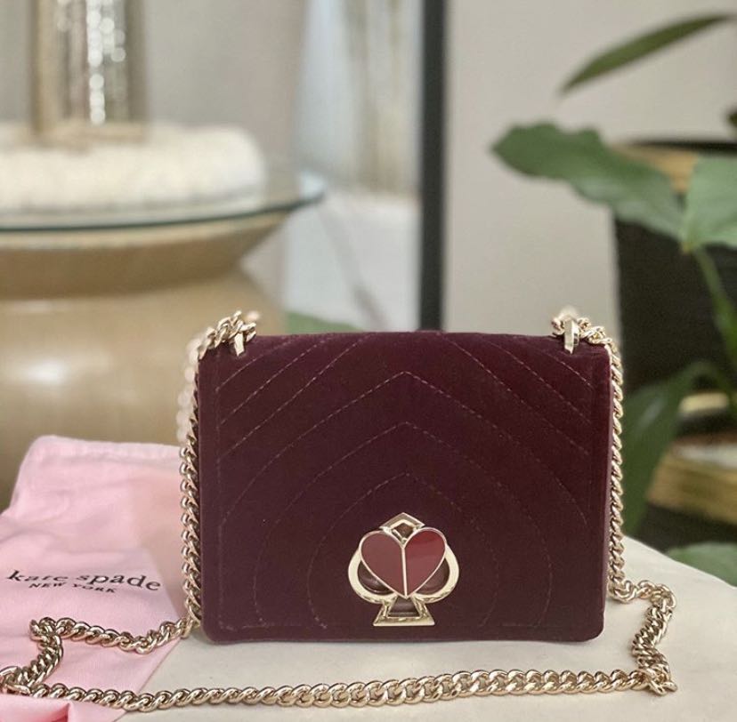 💯 Original: Kate Spade Amelia Velvet Small Convertible Chain, Luxury, Bags  & Wallets on Carousell