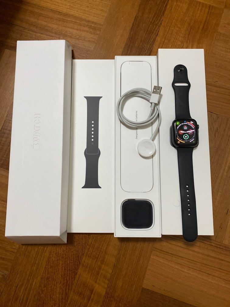 Apple Watch Series 4 44mm Space Gray Aluminium Case Black Sport Band Mobile Phones Gadgets Wearables Smart Watches on Carousell