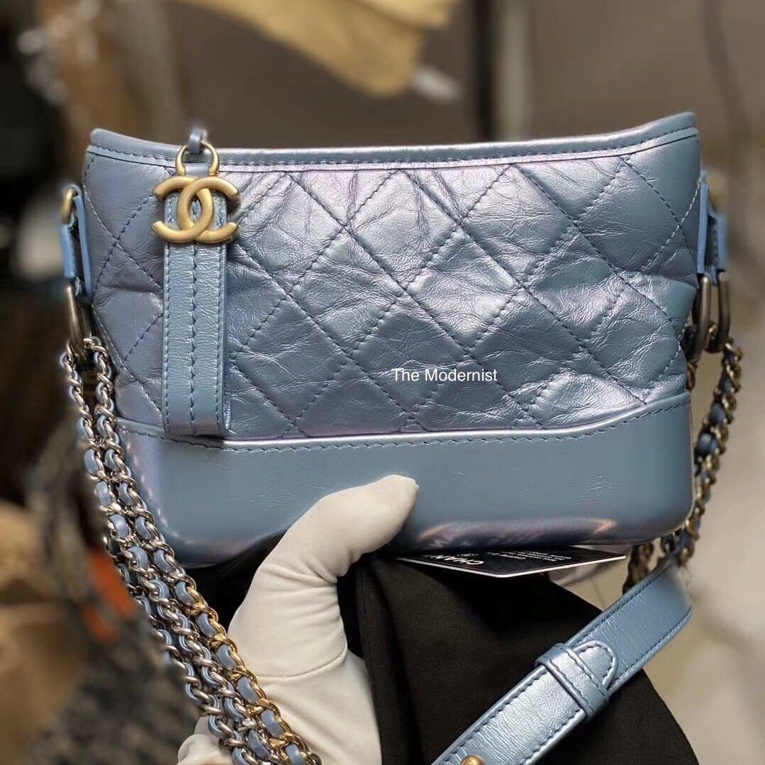 Chanel Gabrielle Hobo Bag Small Dark Blue in Goatskin with SilverGoldTone   US