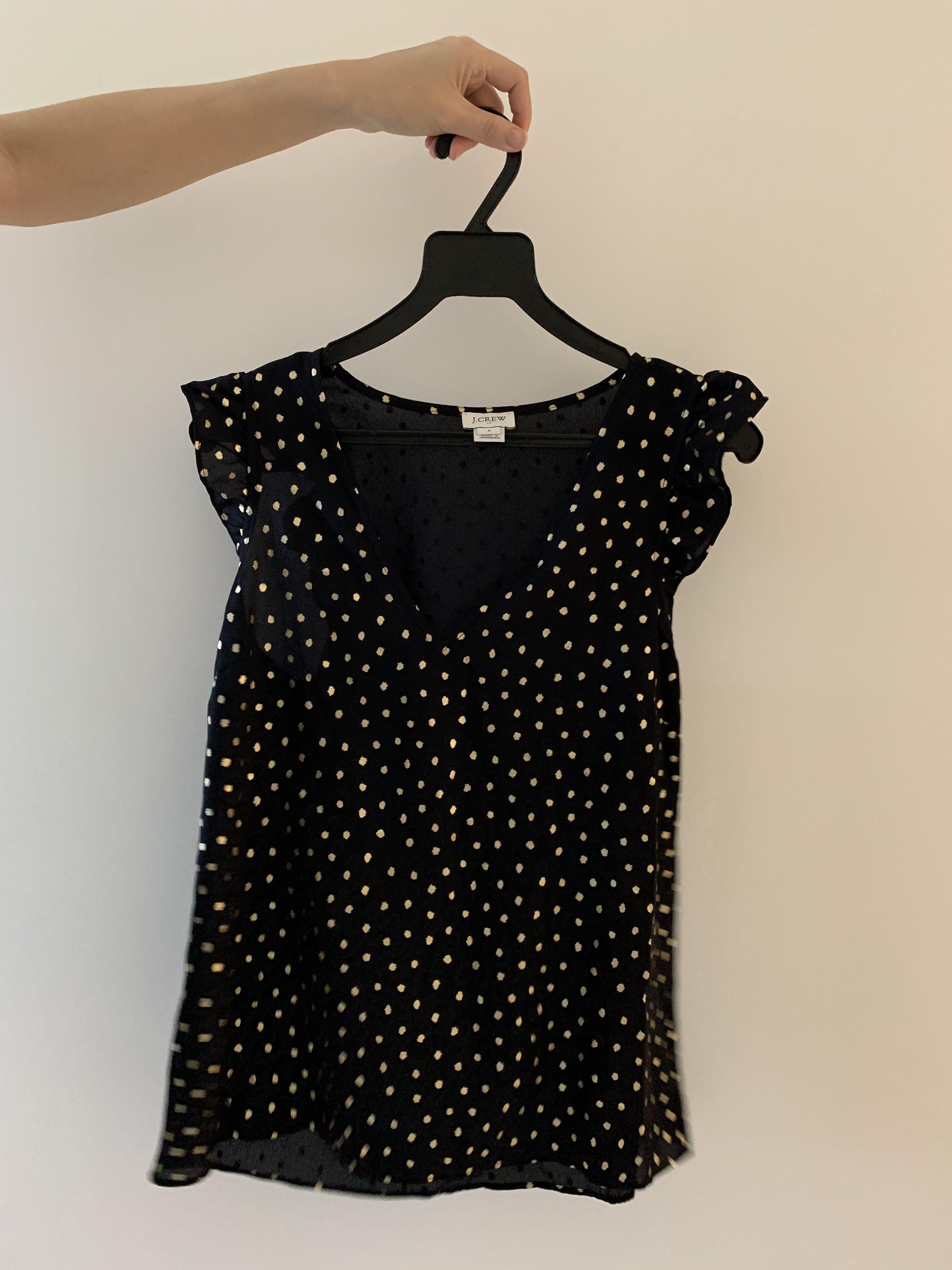 black and gold polka dot shirt