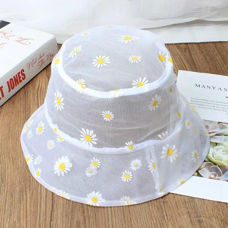 Bucket Hat Lace Mesh Transparan Motif 