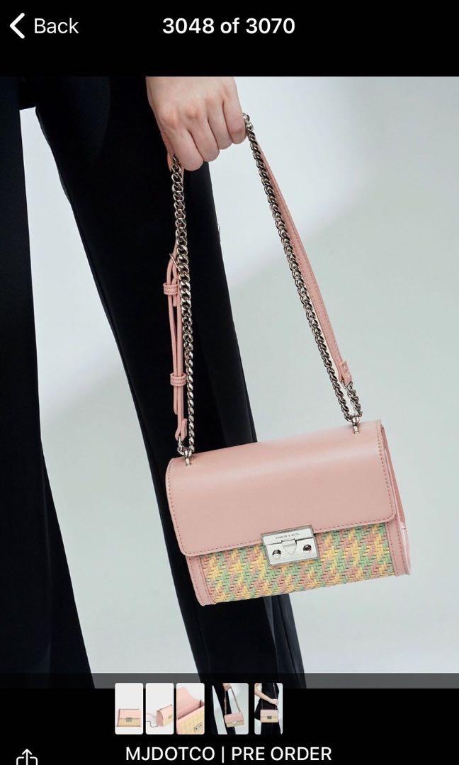 Charles and Keith Woven Boxy Chain Strap Bag