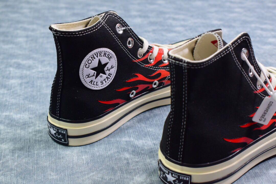Converse Chuck Taylor All Star 70s Hi Flames Black Men s Fashion Footwear Sneakers on Carousell