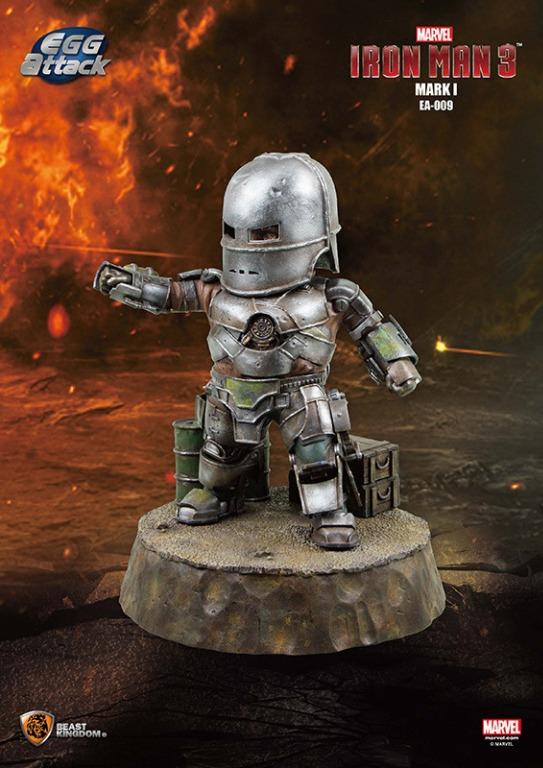 EGG ATTACK - Iron Man - Mark 1 - EA-009 (Category: Figurines & Statues) located in Makati City. Submitted by g3labee (Listing ID 1036408201, Image 3). Description: This collectible is specially crafted using Polystone and PVC and colored with battle-damage to recreate the Mark I that Tony made in the cave The multi-layer armor with LED light built into the chest reactor shows the carvings in great detail Paired with gasoline bin and armory case, 