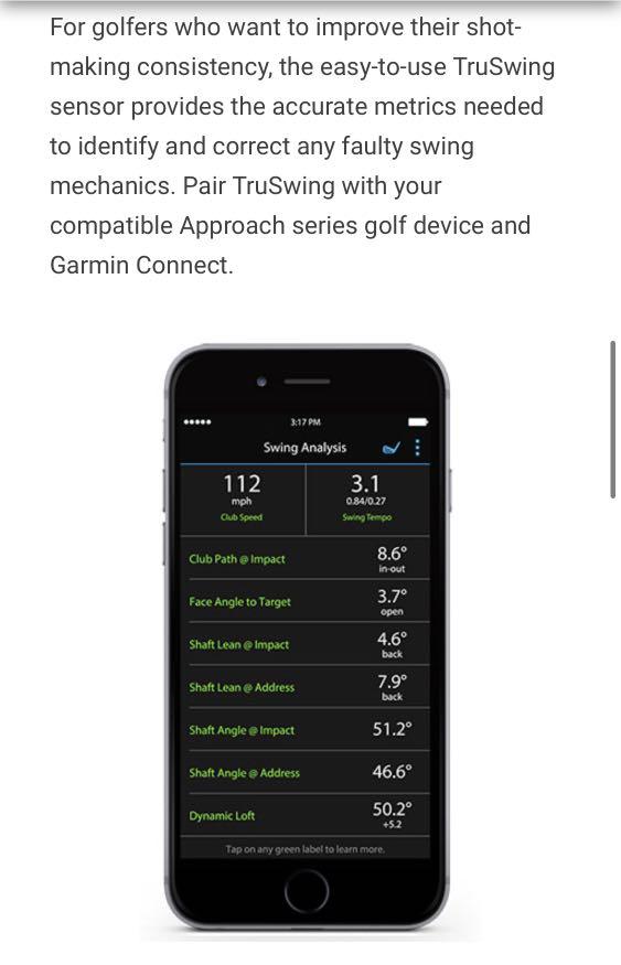 Garmin TrySwing New Golf Swing Analyzer Sports Equipment Exercise Fitness Toning Stretching Accessories on Carousell