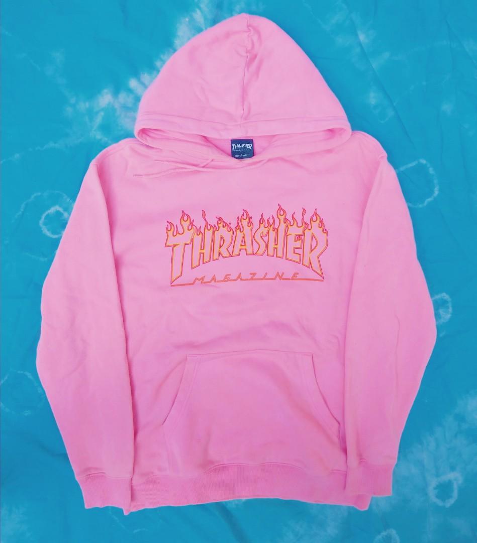 Thrasher hoodie pink flame deals