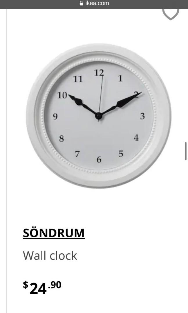 NEW IKEA SONDRUM Stylish White Wall Clock Quartz Movement 35cm Diameter 