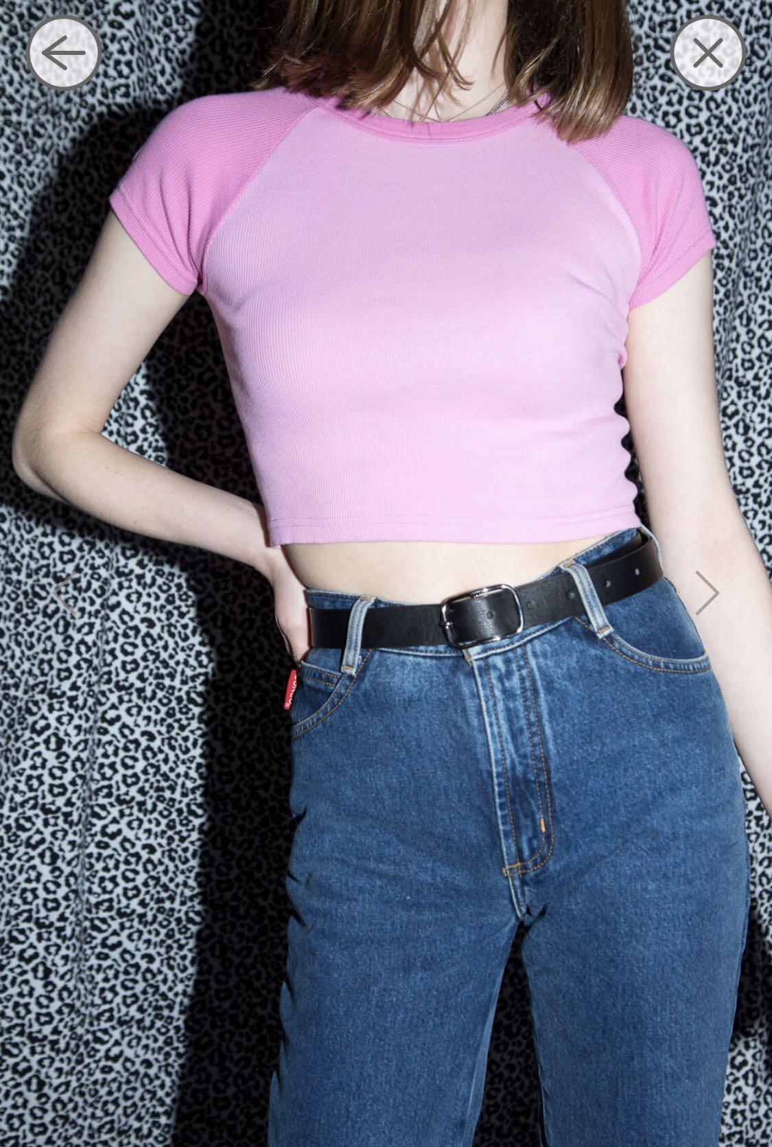 Instock Bnwt Pink Bella Top Brandy Melville Women S Fashion Tops Other Tops On Carousell