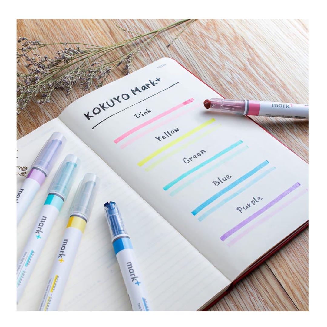 日本kokuyo 雙色螢光筆 Mark 書本 文具 文具 Carousell