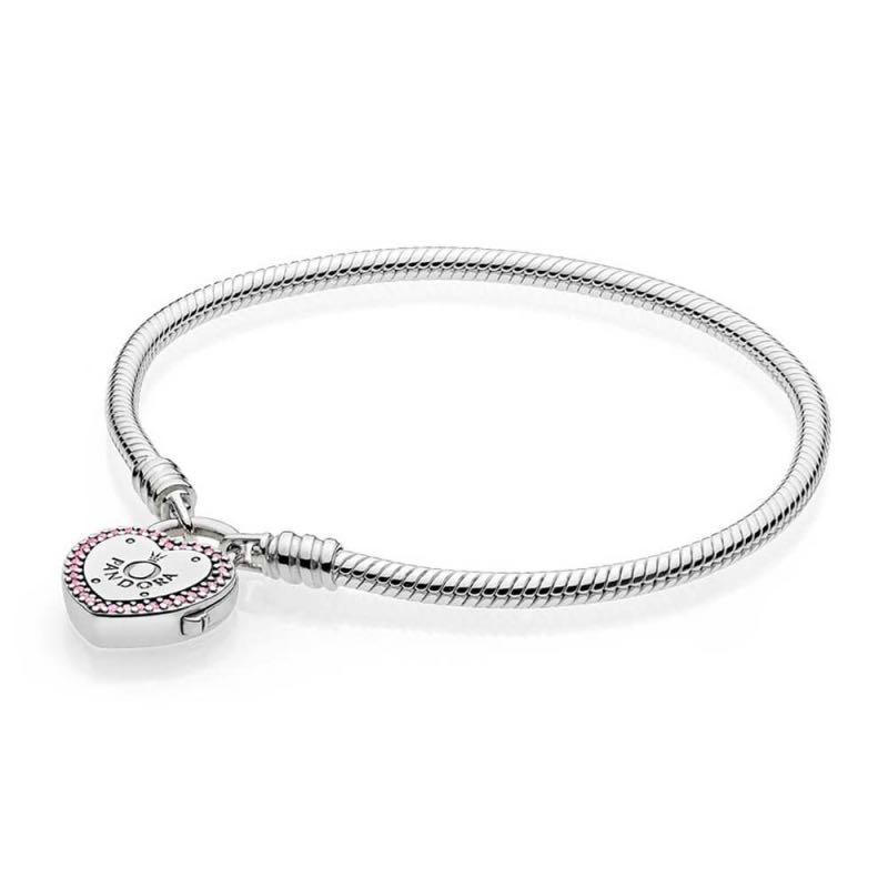 Pandora Moments Silver Bangle Sparkling Floating Heart Locket  Jewellery  from Francis  Gaye Jewellers UK