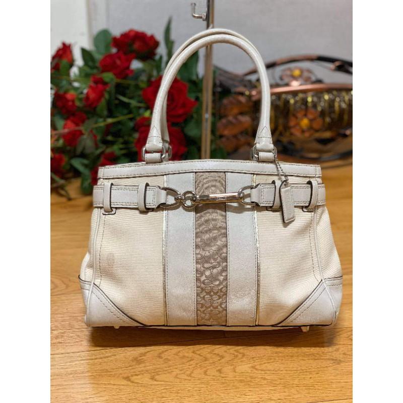 Authentic Pre-owned Coach Hampton Belted F11681 Cream Canvas & Leather  Satchel YKK ZIPPERS, Luxury, Bags & Wallets on Carousell