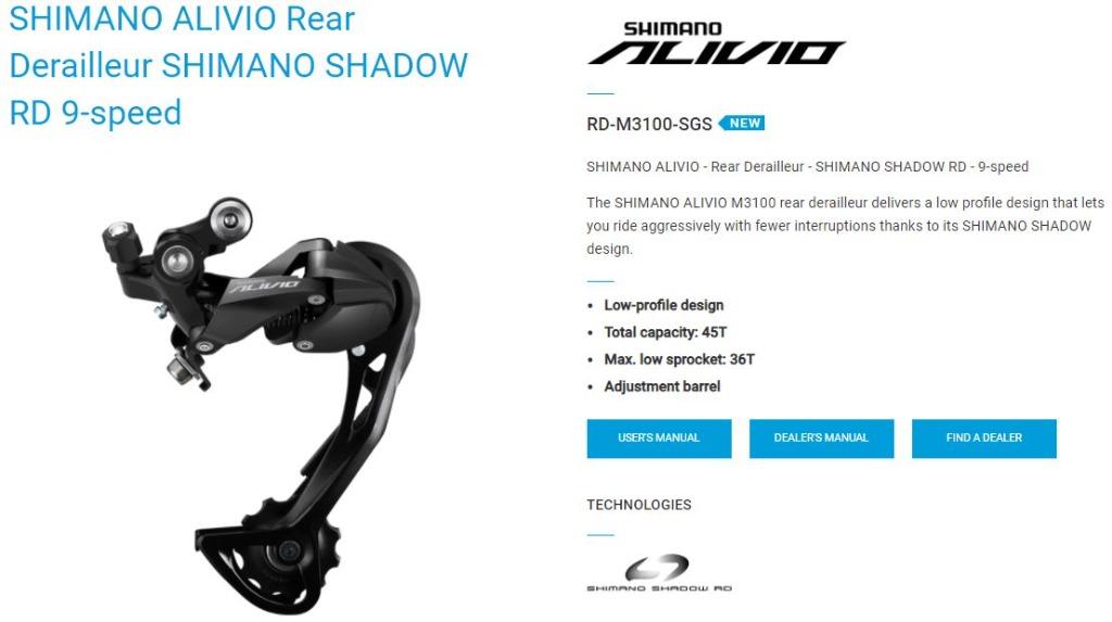 rd shimano alivio 9 speed