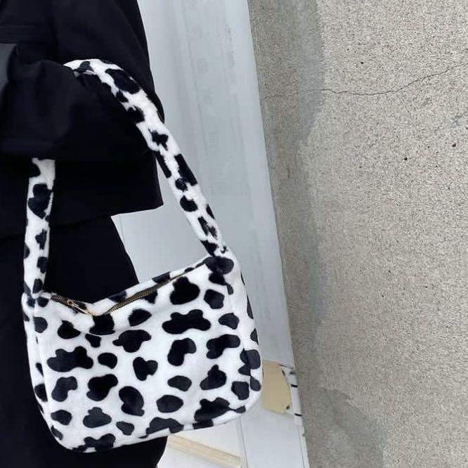 fluffy bag cow print