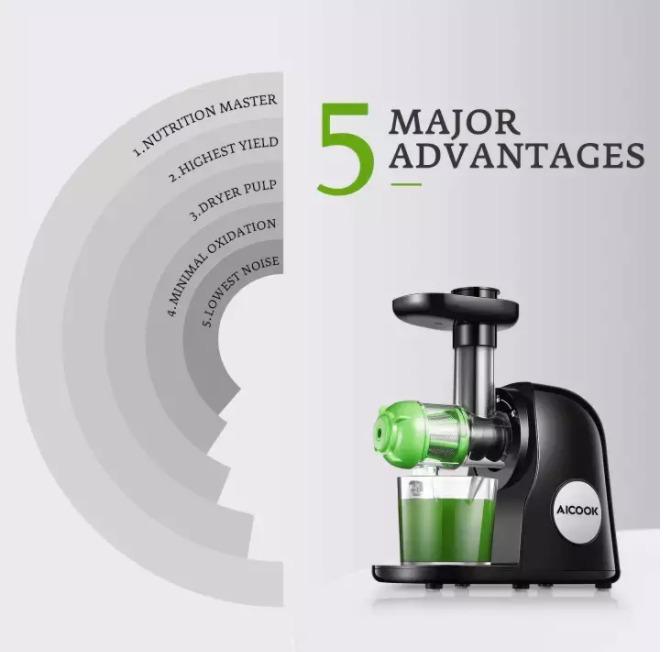 Aicok AMR521 Slow Masticating Juicer Extractor Whole Fruit and