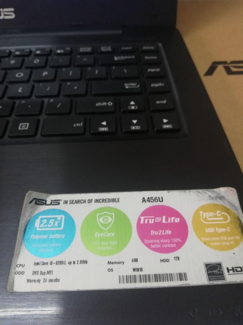 Asus A456U, core i5 processor 6th gen, Mid Gaming laptop, 1000 GB HDD