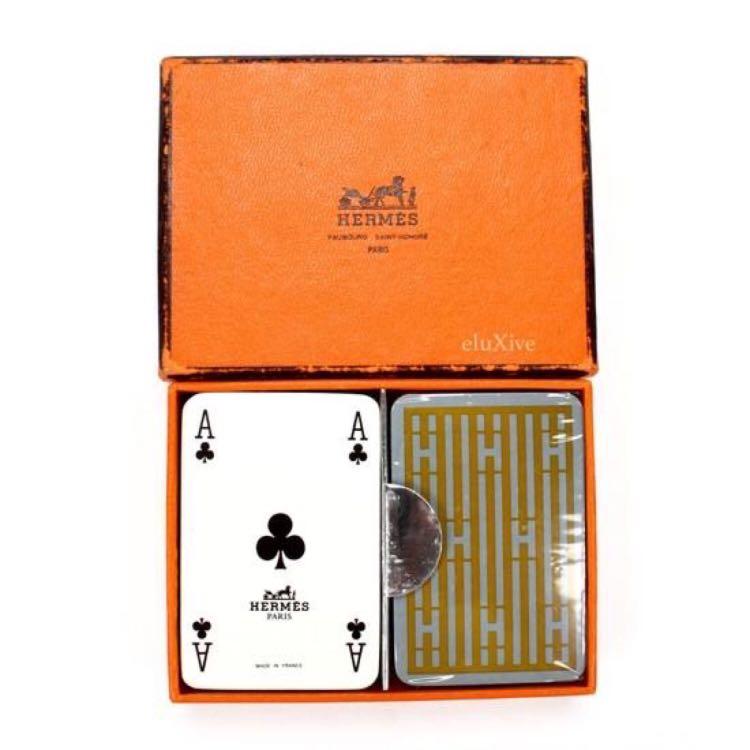 Hermès HERMES Playing Cards 2Set Green Yellow Auth ki2947 ref