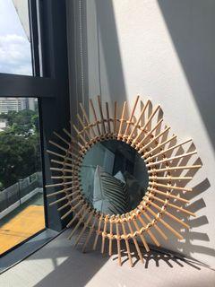 Bamboo sunburst mirror large handmade
