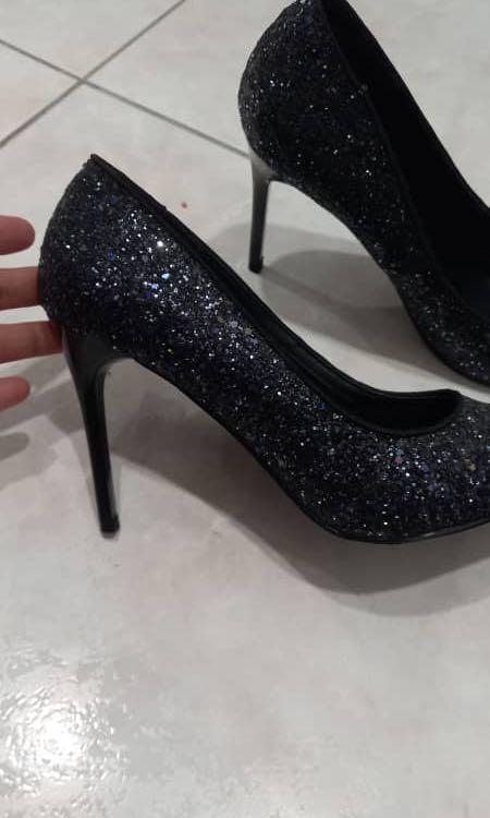 Black 2024 glitter stilettos