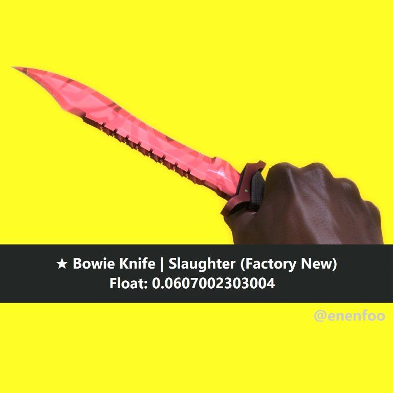Bowie Knife Slaughter Fn Factory New Csgo Skins Knives Red Skin Toys Games Video Gaming In Game Products On Carousell - roblox gamma knife song