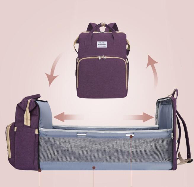 Diaper Bag Backpack Portable Foldable Baby Bed Waterproof Travel Bag Baby Changing Bag For Travel Outdoor Home Outdoor Dad Mom Travel Waterproof Nappy Bag Stroller Straps Large Capacity Women S Fashion Bags