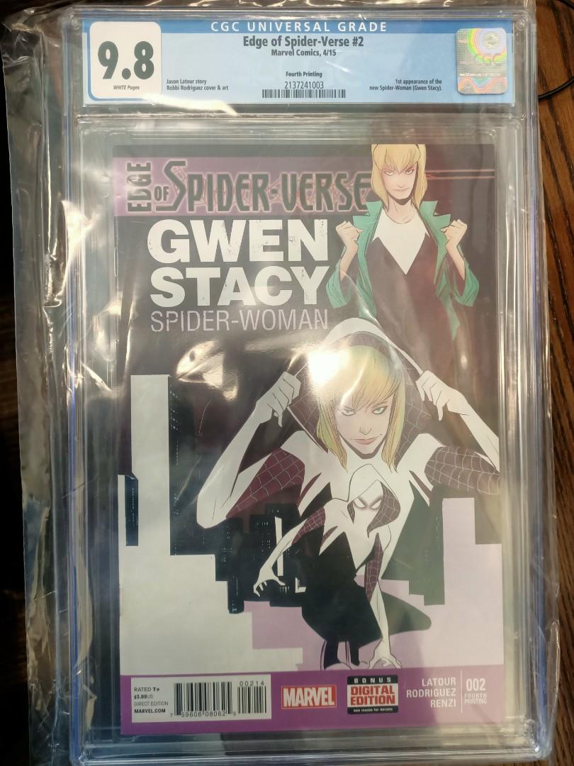 Edge of Spider-Verse #2 first Spider Gwen cgc 9.8, Books & Stationery ...