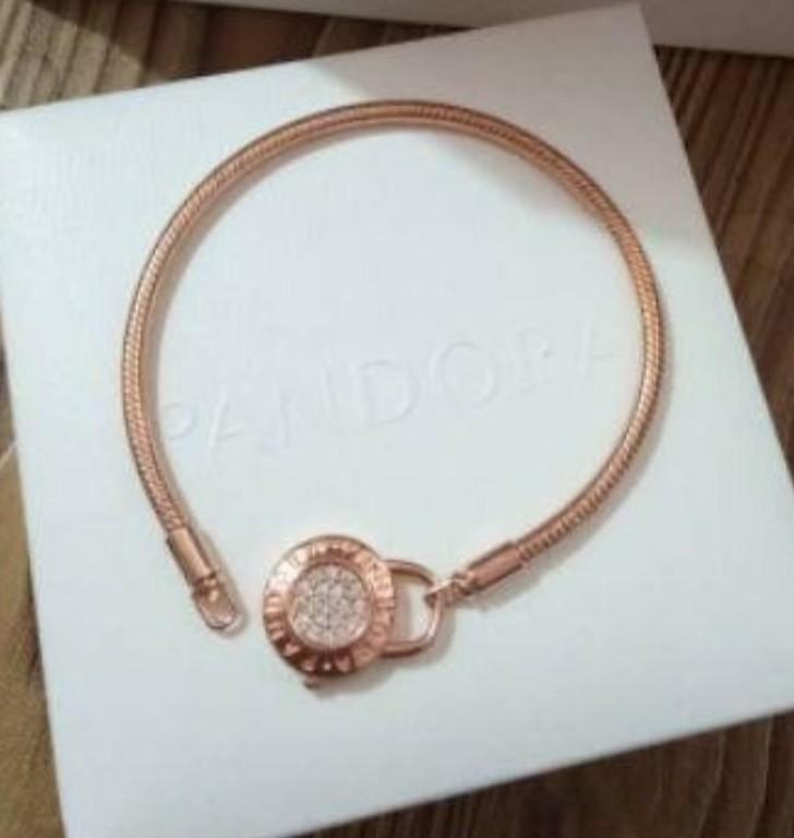 Genuine Pandora Moments Pav Padlock Clasp Snake Chain Bracelet