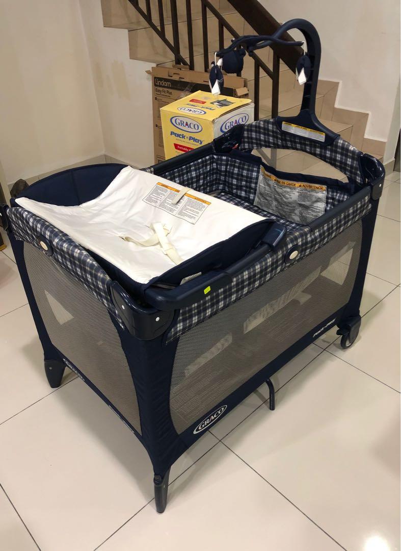 Graco pack n sale play blue plaid