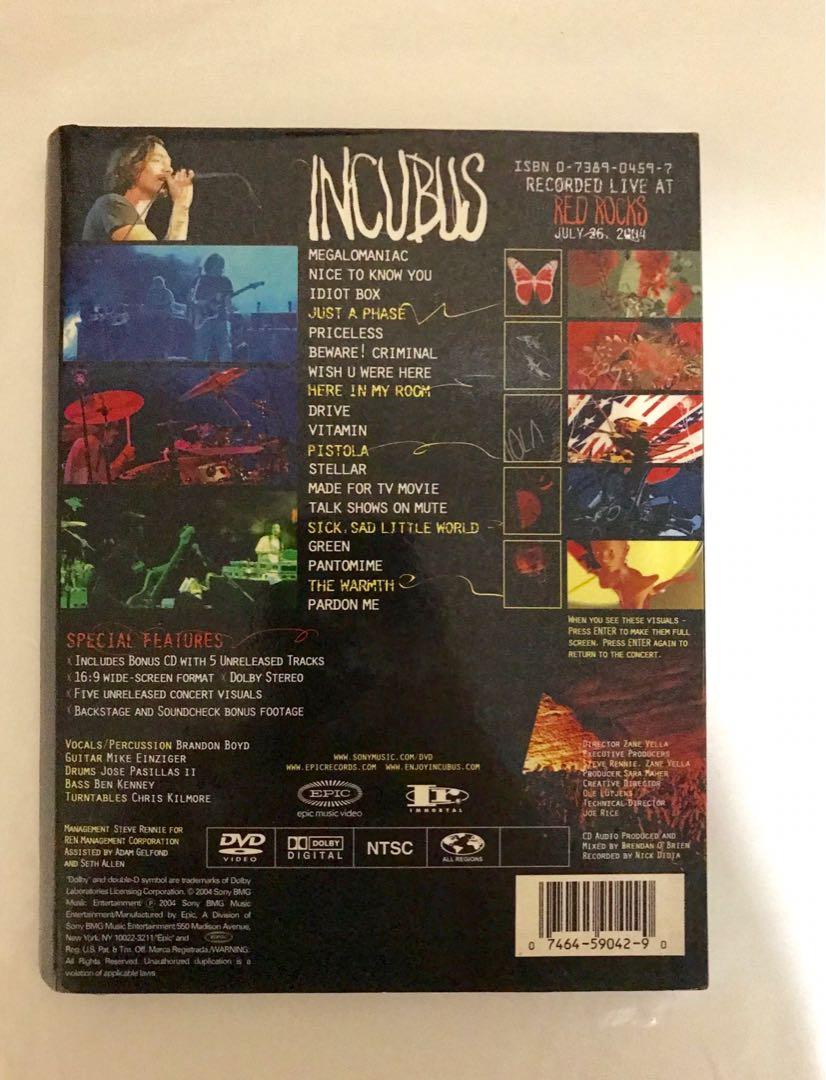 Incubus　Media,　Toys,　on　Red　DVD,　Rocks　Live　in　Music　Scores　Hobbies　Music　Carousell