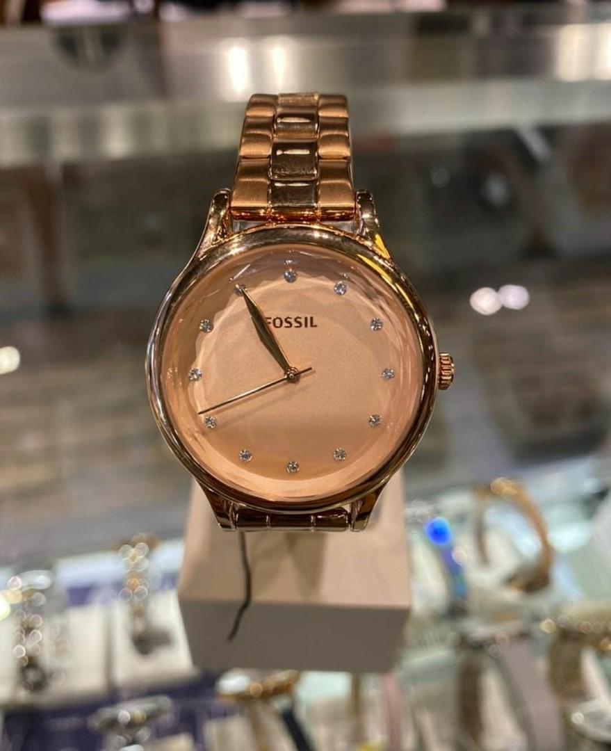 Fossil Laney Three Hand Rose Gold Tone Stainless Steel Watch