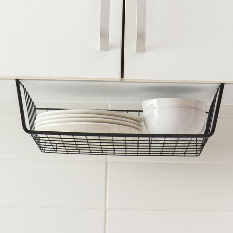 Metal Wire Under Shelf Hanging Storage Basket Space Saving Cabinet Organizer Furniture Shelves Drawers On Carousell