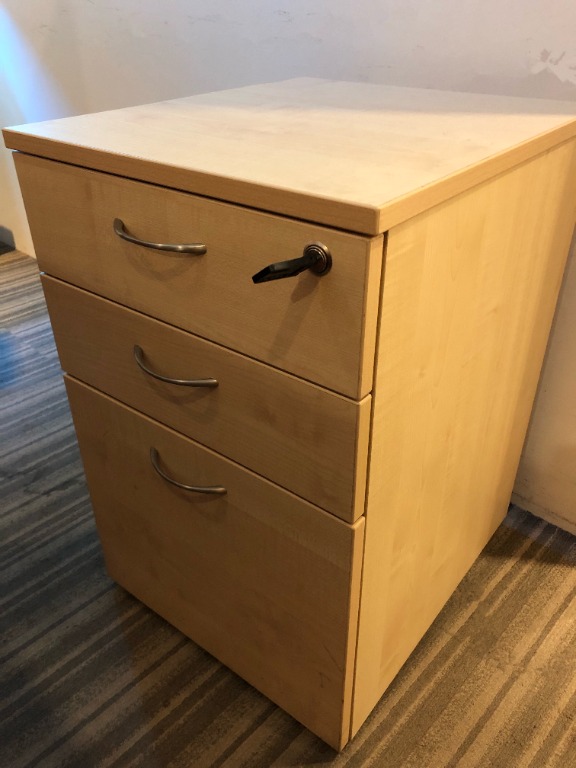 Mobile 3 drawers Lockable Office Home Wooden Pedestals