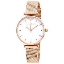 READY STOCK Olivia Burton Queen Bee White 30mm Dial Rose Gold Ladies Womens Quartz Watch OB16AM105