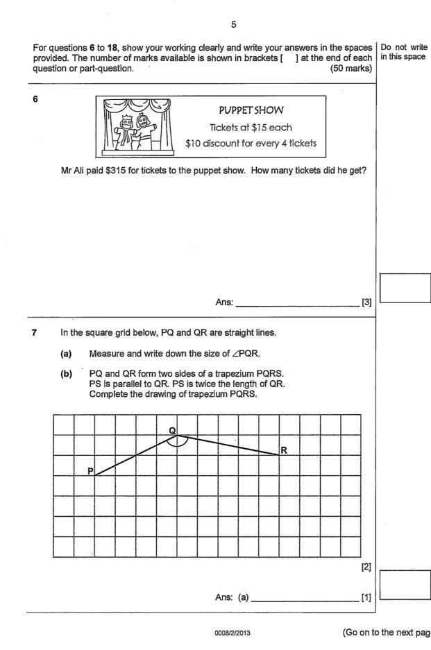 PSLE paper past year papers 20122013201420152016201720182019