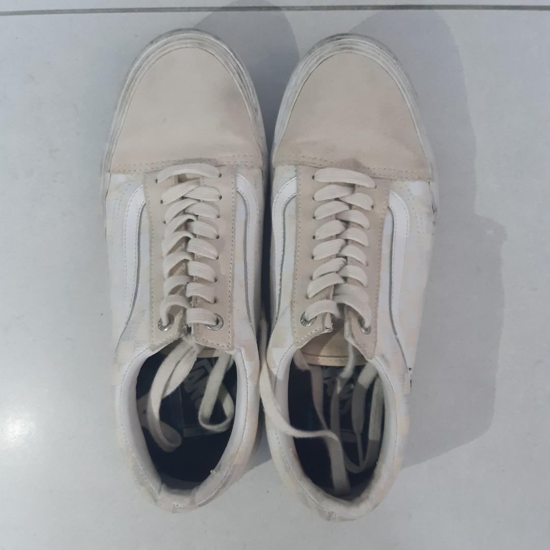 vans old skool pro grey checker & white skate shoes
