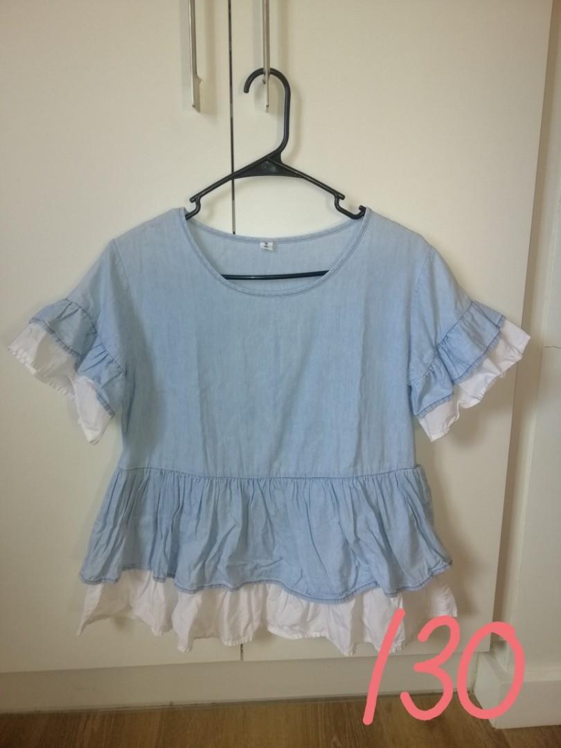 Ruffled Light Blue Blouse (Category: Blouses) located in Cebu City. Submitted by declutter101_ (Listing ID 1037089911, Image 1). Description: .