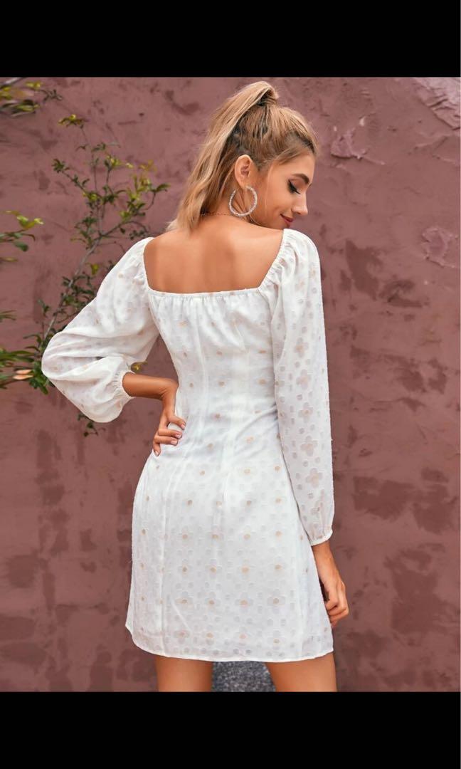 Square neck button front dress clearance