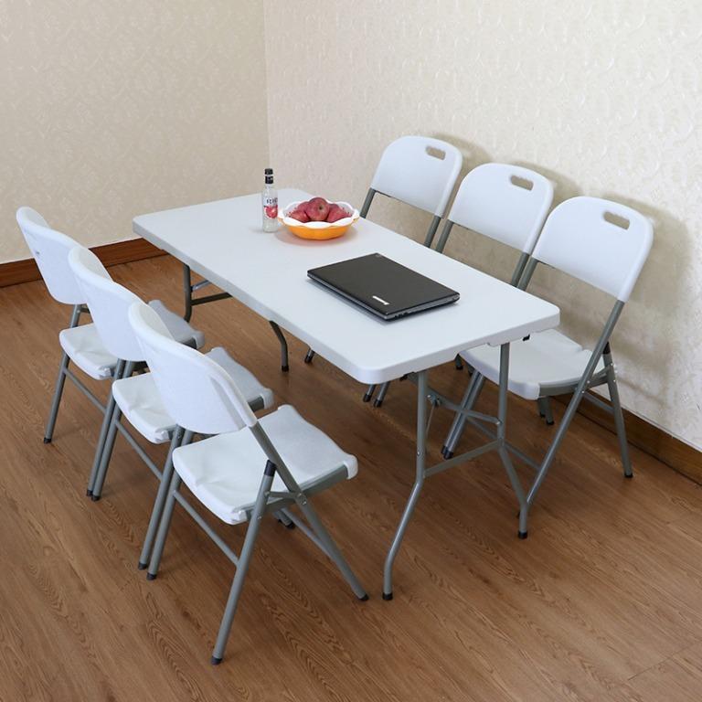 Foldable Table Hdpe Portable 150 180 240 Cm Heavy Duty Strong Stable Sturdy Outdoor Event Party Waterproof Furniture Tables Chairs On Carousell