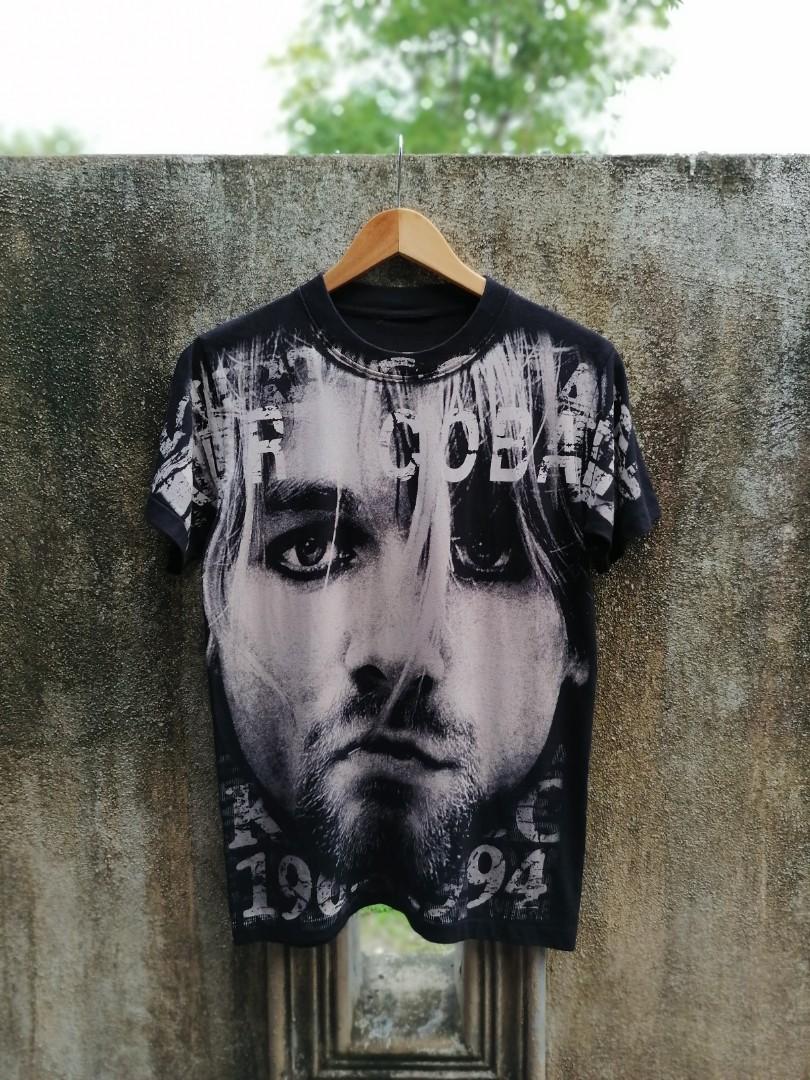 All Over Print Kurt Cobain Bootleg Band Tee, Men'S Fashion, Tops & Sets,  Tshirts & Polo Shirts On Carousell
