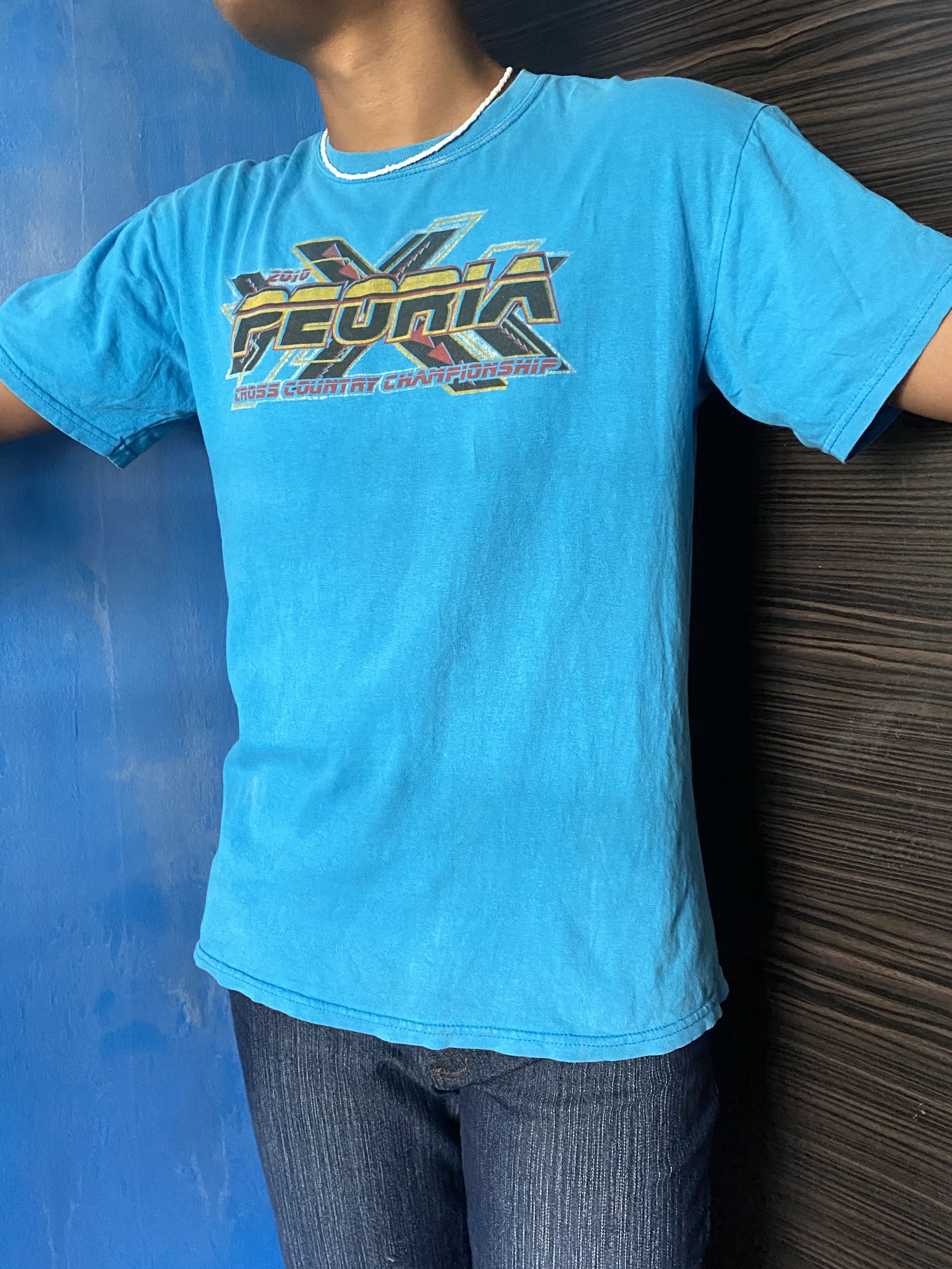 Blue Graphic Vintage Shirt, Men's 